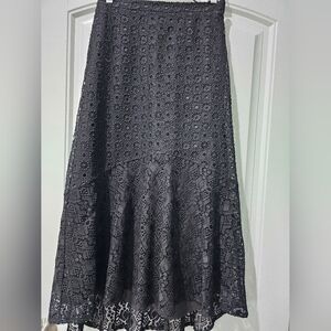Anthropologie Black Embellished Maxi Skirt A-Line